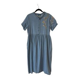April Cornell | Denim Prairie Floral Dress - Size Large